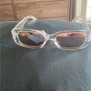 Fashion sunglasses clear Frame with mirrored lens